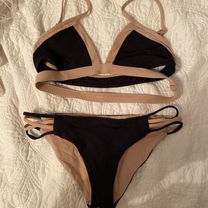 L*Space Black and Tan swim suit
